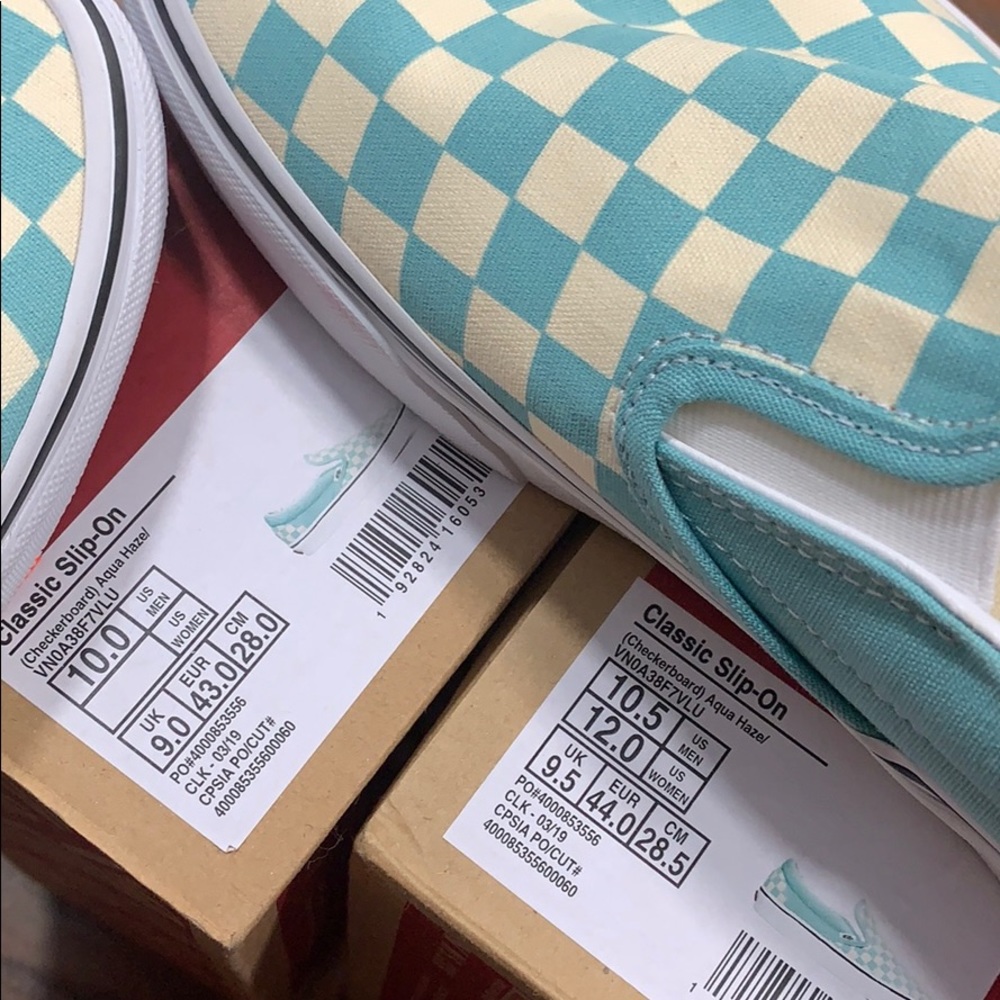 VANS CLASSIC SLIP-ON CHECKERBOARD Aqua Haze men’s - Picture 16 of 16